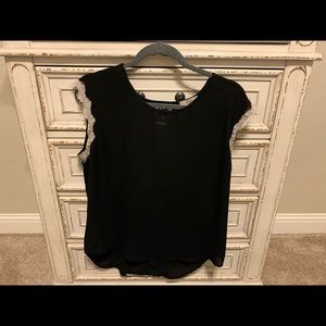 Black, Cream bordered Lace Blouse